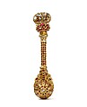 Ritual Spoon (uddharane), Gold, inlaid with diamonds and rubies